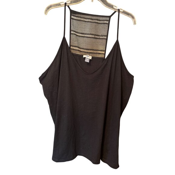 Women's  Old Navy Plus XXL Black Tank Top Open Crochet Back Knit Tunic - Picture 1 of 6